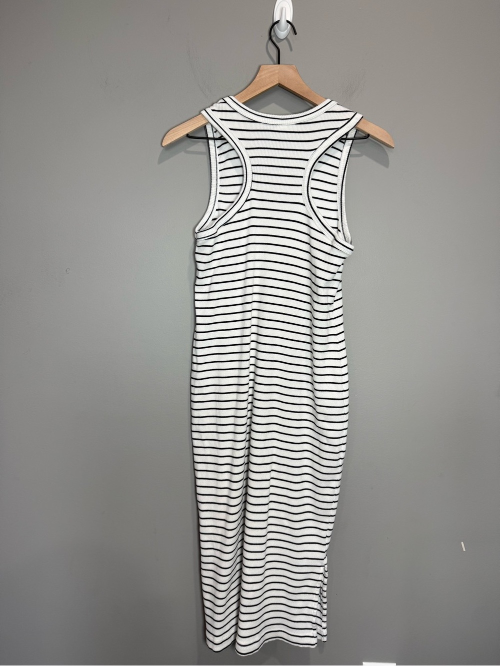 Pact Organic Cotton Ribbed Striped Racerback Midi Tank Dress M - Picture 7 of 7